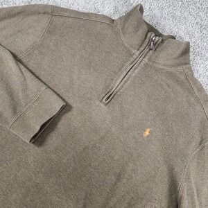 Vintage Polo Ralph Lauren Sweater Mens XL 1/4 Zip Pullover Brown Pony Preppy USA